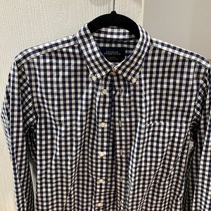 Charles Tyrwhitt Button-Down Collar Non-Iron Stretch Gingham Check Shirt Blue